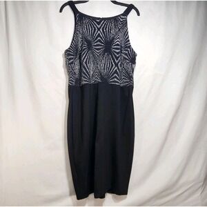 Ashley Stewart Womens Black And Silver Shimmer Sleeveless Dress Sz 14/16 A-Line‎